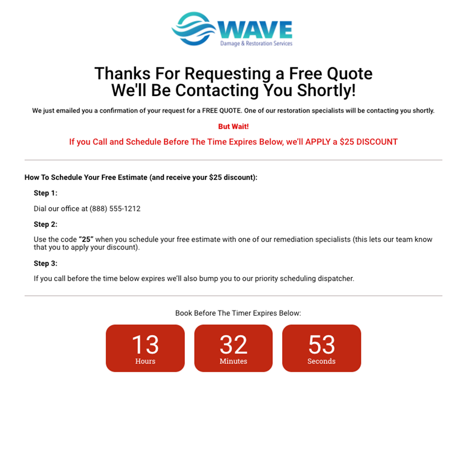 Water Damage Thank you Page
